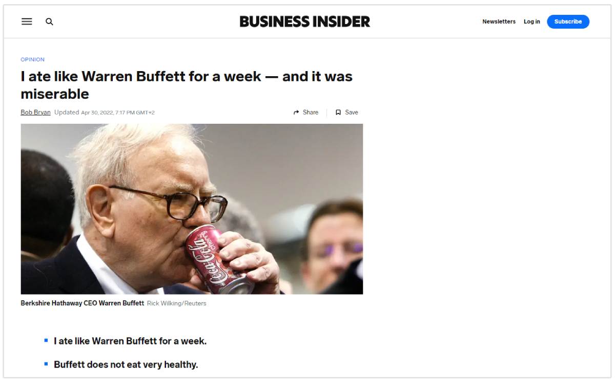 dieta di Warren Buffet